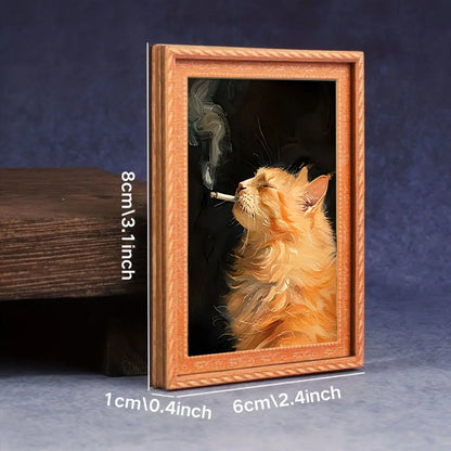Funny Smoking Cat Frame Magnet, Cool Cat Magnetic Sticker, Fun Kitchen Decor, Exclusive Gift for Cat Lovers, Unique Wall Art, Refrigerator Magnets, Animal Magnets, Fridge Magnets Cute, Magnetic Item, Refrigerator Decorating Magnets, Decoration