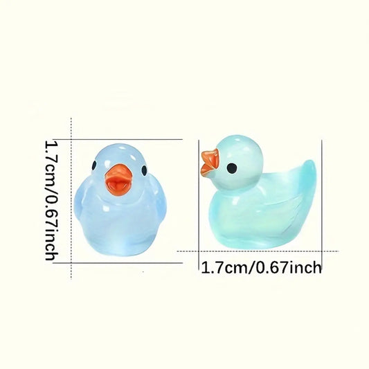 40 pcs Decorative Duck Figurines + 1 pc Mini Suitcase, Glow-in-the-Dark Duck Decor, Resin Ducks, Home Decor Ornaments, Ornament Accessories, Resin Animal Sculptures, for Home party, Living Room, Bar, Café Counter, Office Desk Decor