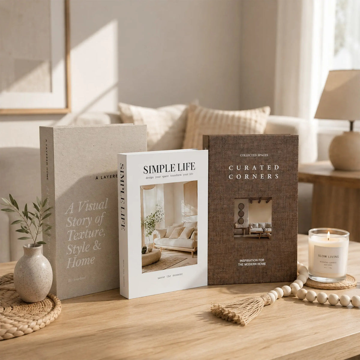 3-Piece Modern Fake Book Decor Set, Decorative Ornaments for Living Room, Perfect for Coffee Table, Bedside Table and Shelf, Home Photo Props, Festive Decoration
