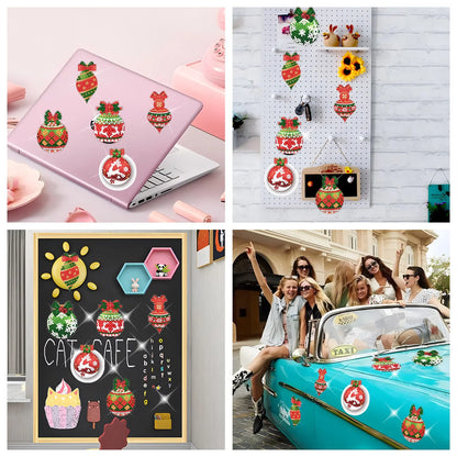 20-piece set of 5D diamond art magnetic ornaments, DIY Christmas diamond painting refrigerator magnets, diy fridge magnets, with free magnetic backing, handmade art decorative stickers, and a free tool kit. Suitable for adult craft enthusiasts.