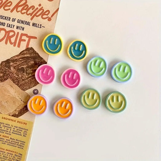Colorful Smile Face Fridge Magnet, 10pcs/set Cute Decorative Magnet, Decoration for Kitchen, Office, Whiteboard, Locker, Cabinet & Dishwasher