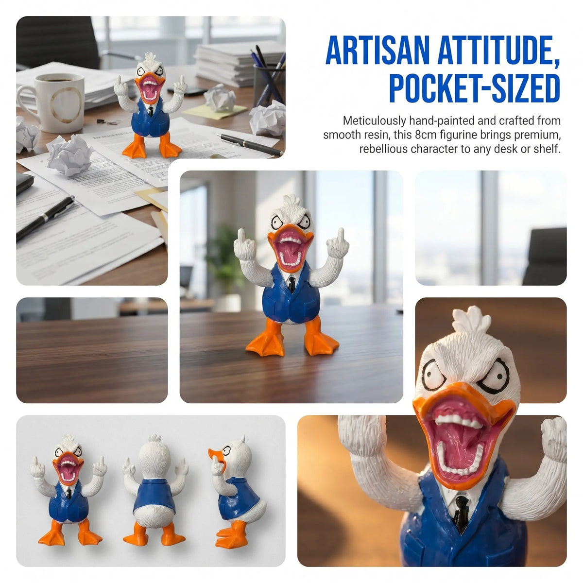 1pc Duck Statue with Middle Finger Gesture, Resin Figurine Statue, Decorative Statues, Home Decor Item, Desktop Ornament, Office Decoration, Decoration Items, Gift Idea, Housewarming Present